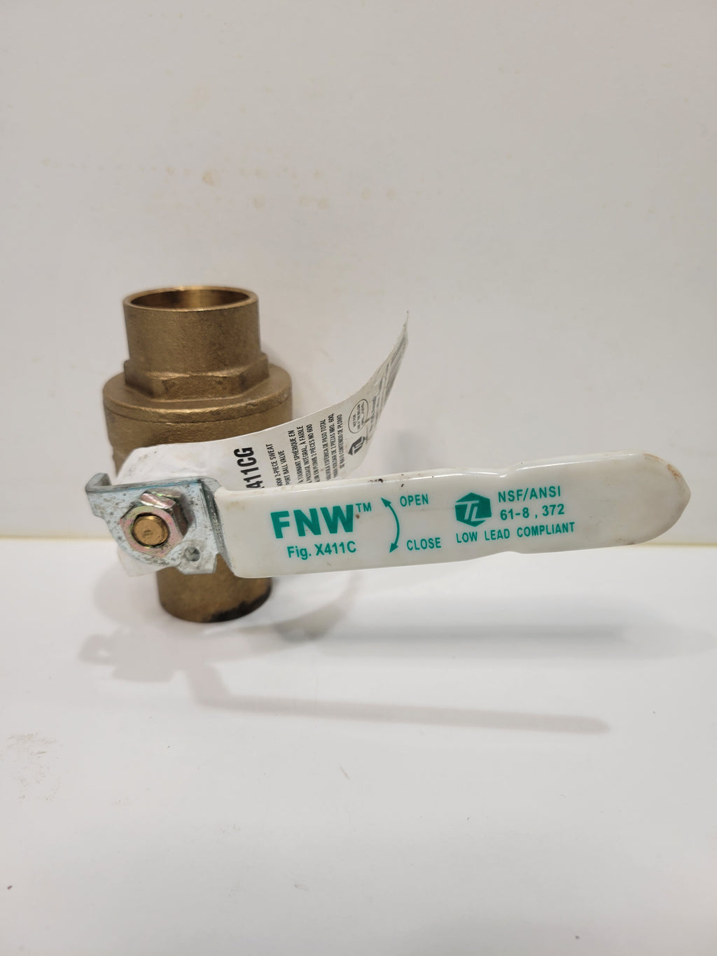 FNW FNWX411CG 1" Brass Ball Valve — 600 WOG 2-Piece Sweat Full Port NSF/ANSI 61 & 372