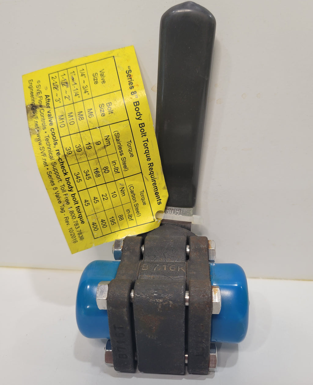 SVF Flow Controls Series 8 1/2" Carbon Steel 3-Piece Ball Valve — Socket Weld SW Sch 40 .850" ID